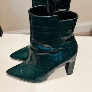 Billini Dark Green Croc Heeled Boots